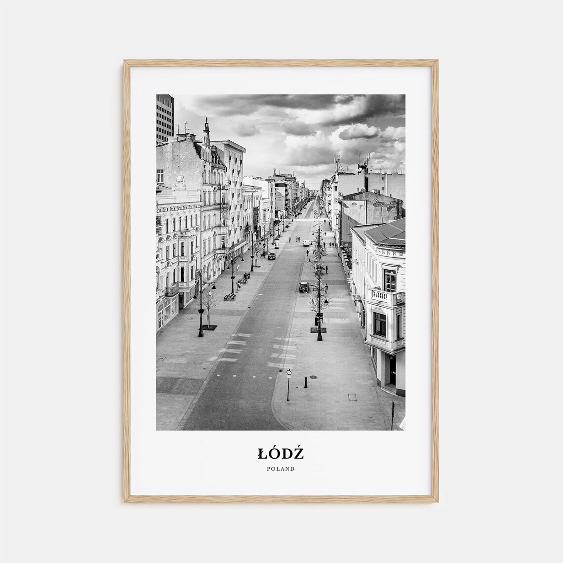 Lodz Poland Historic Street Black White City Photography Poster