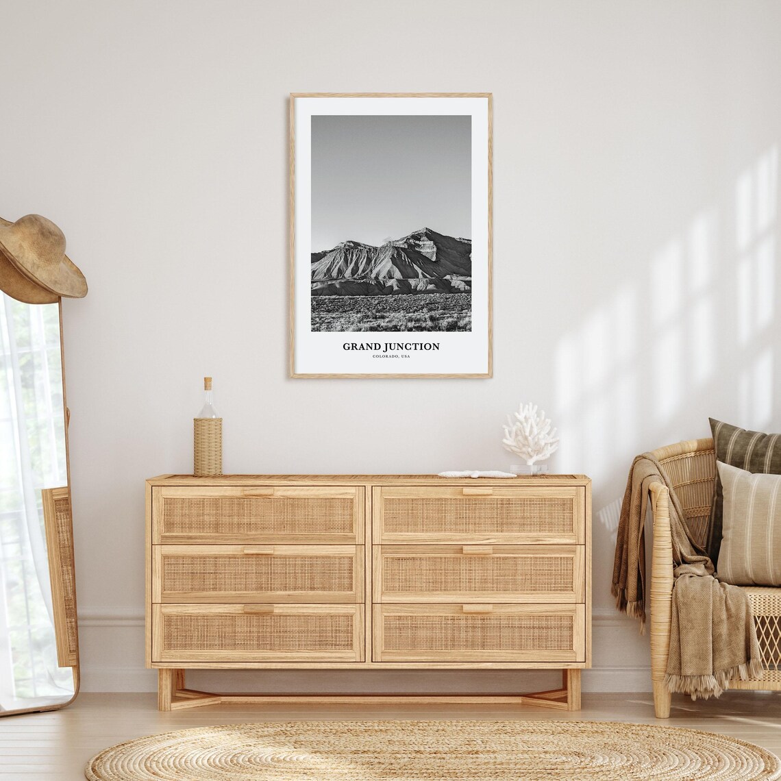 Grand Junction Colorado Mountain Vista Black and White Poster - Image 3