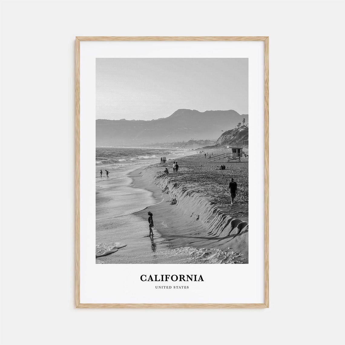 California United States Sandy Beach Bluff Monochrome Poster
