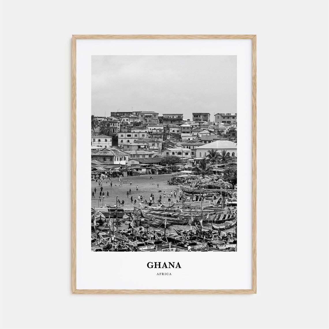Ghana Africa Coastal Fishing Boats Beach Black and White Photo Poster