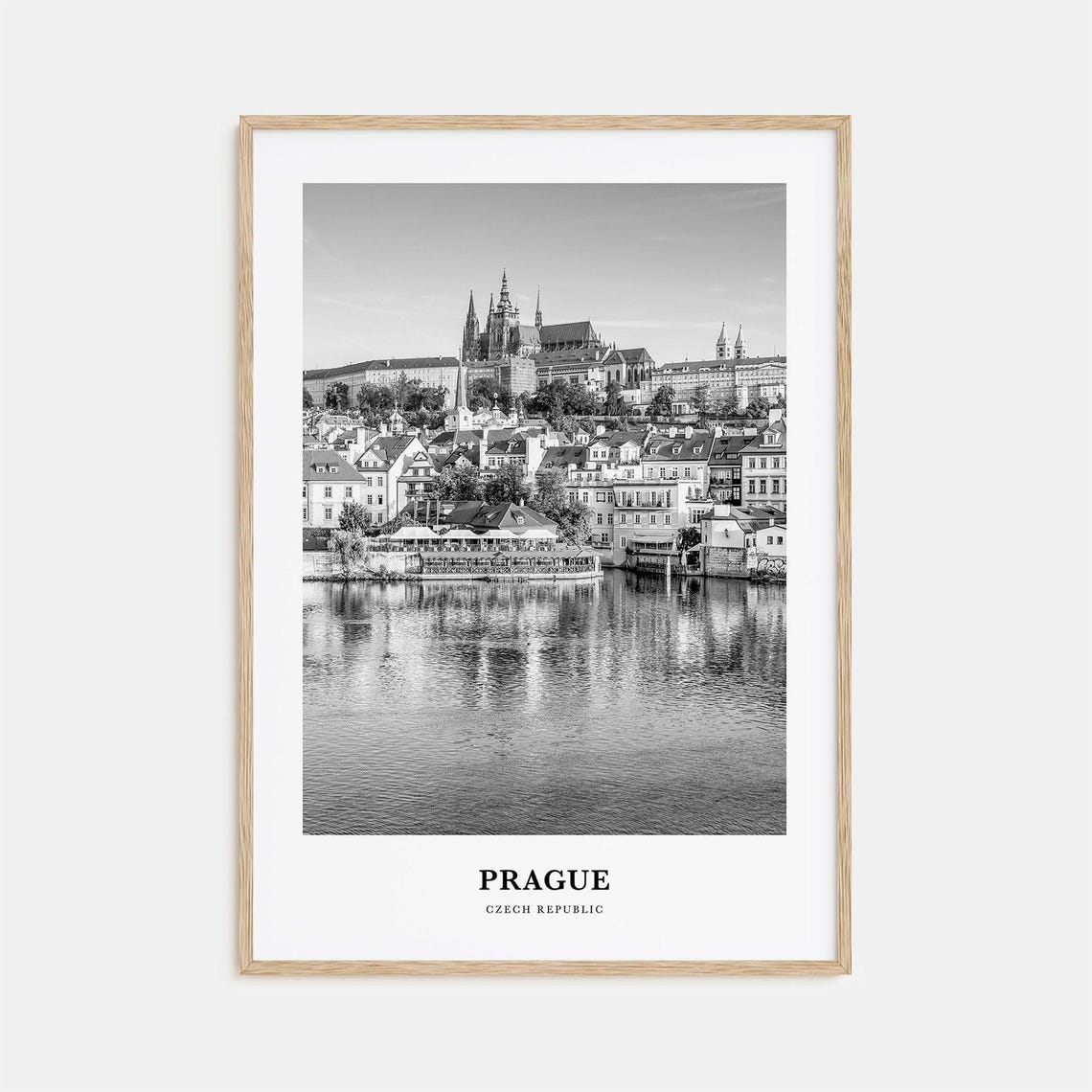 Prague Czech Republic Castle Over Vltava River Skyline Poster