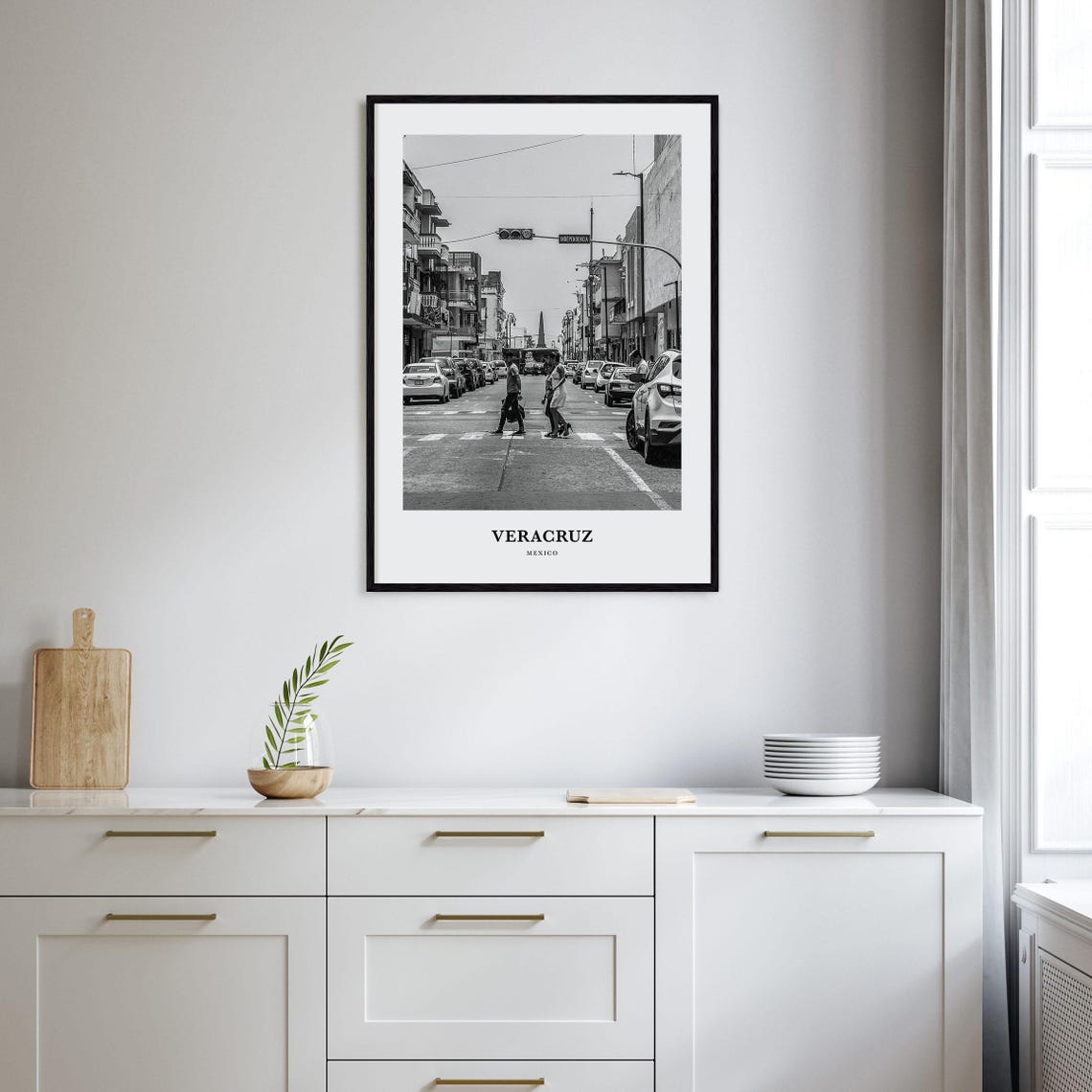 Veracruz Mexico Historic Street Independence Black White Poster - Image 2