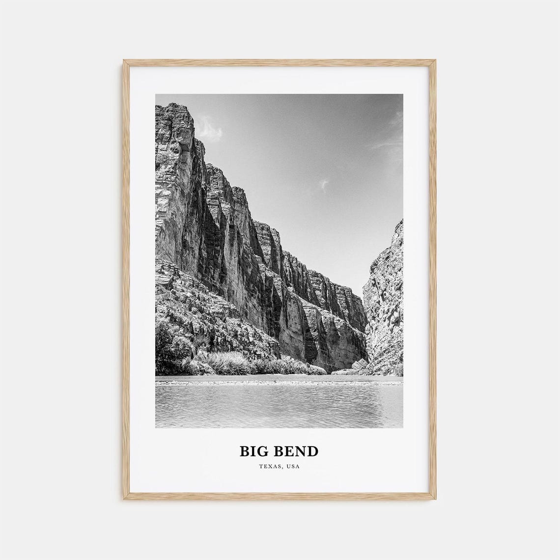 Big Bend Texas Santa Elena Canyon River Cliffs Black White Poster