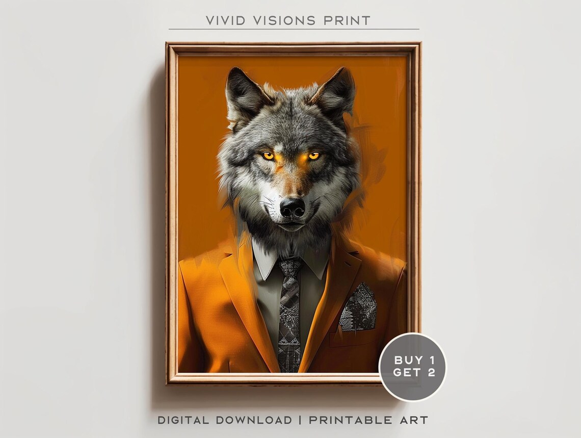 Modern Wolf Portrait, Contemporary Wall Art Print