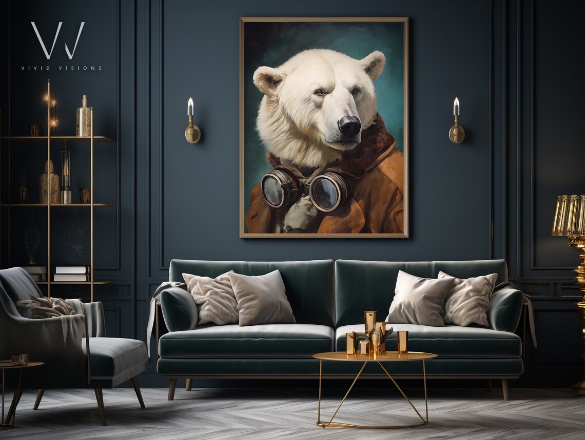 Victorian Polar Bear Portrait, Gothic Animal Art Print - Image 4