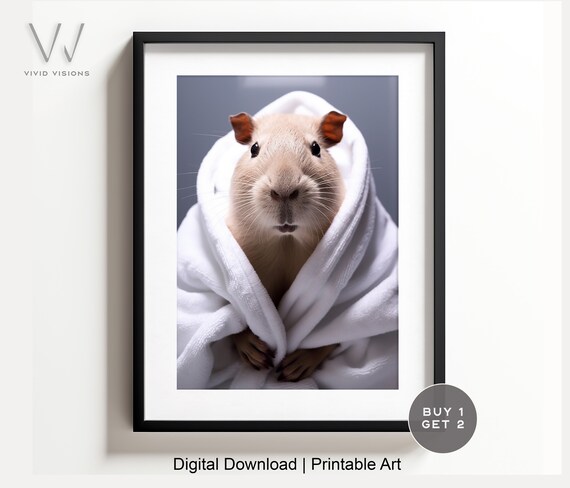 Cute Funny Capybara Wrapped in a White Bath Towel Nursery Poster