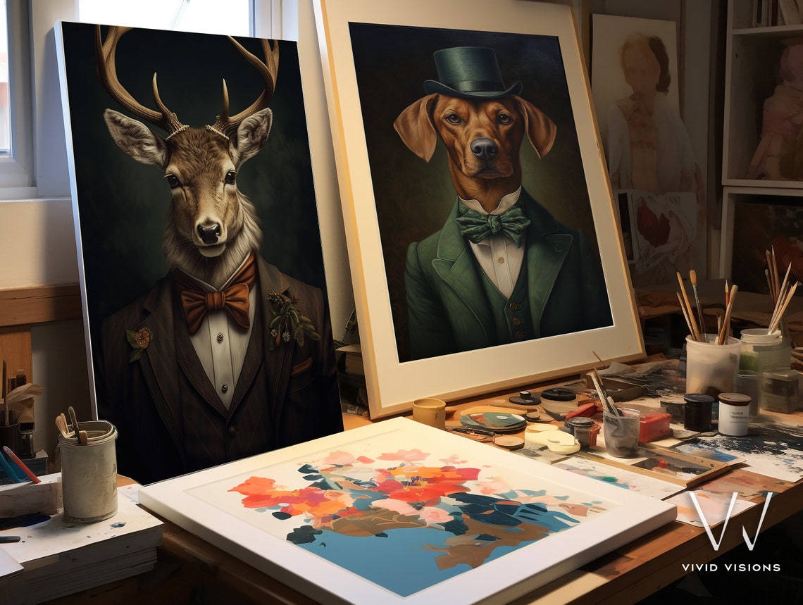 Red Fox Tuxedo Black Bow Tie Formal Gentleman Portrait Poster - Image 2