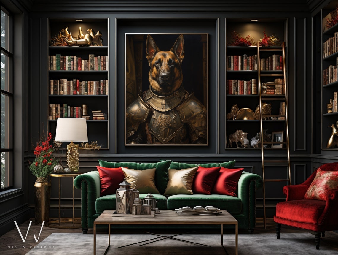German Shepherd Knight Portrait Medieval Armor Heroic Dog Poster - Image 4