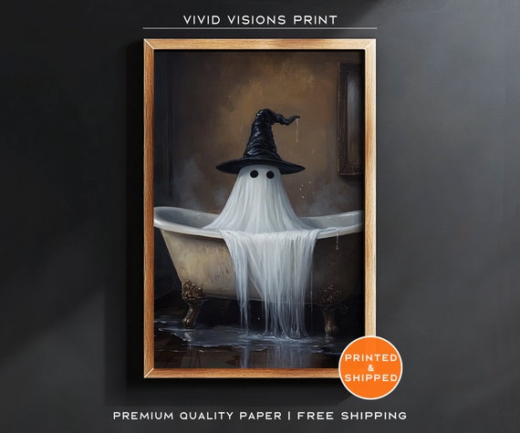 Vintage Gothic Ghost In The Bathtub, Halloween Poster