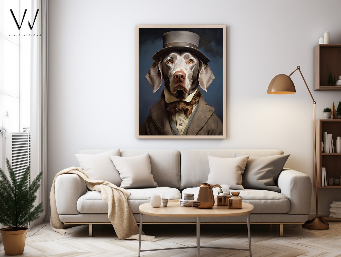 Weimaraner Dog in a Top Hat and Tweed Coat Vintage Gentleman Poster - Image 4