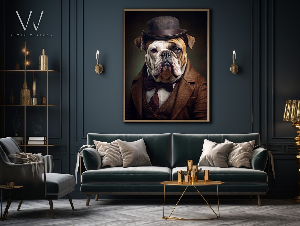 Victorian English Bulldog Portrait, Gothic Vintage Art Print - Image 3