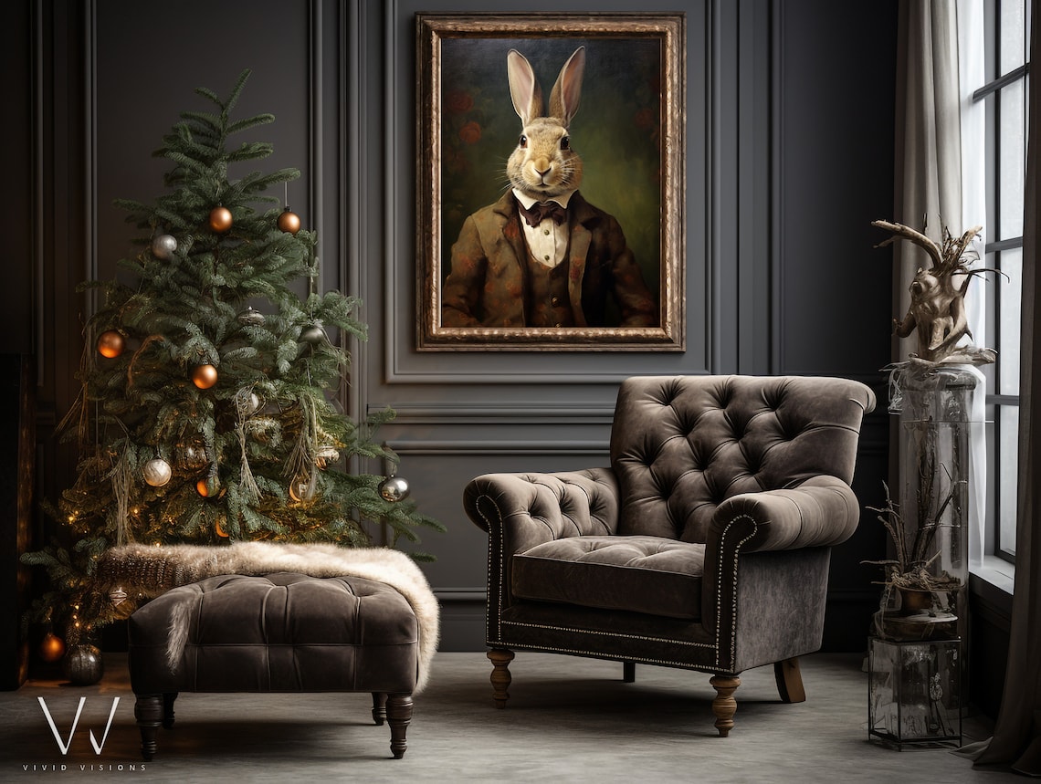 Victorian Bunny Portrait, Gothic Vintage Art Print - Image 4