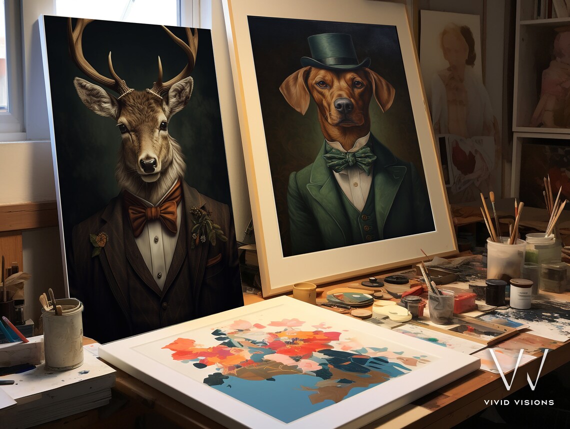 Vintage Victorian Fox In Suit Portrait Art Print - Image 2