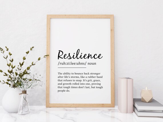 Resilience Definition Motivational Typography Poster Inspiring Gym and Office Decor