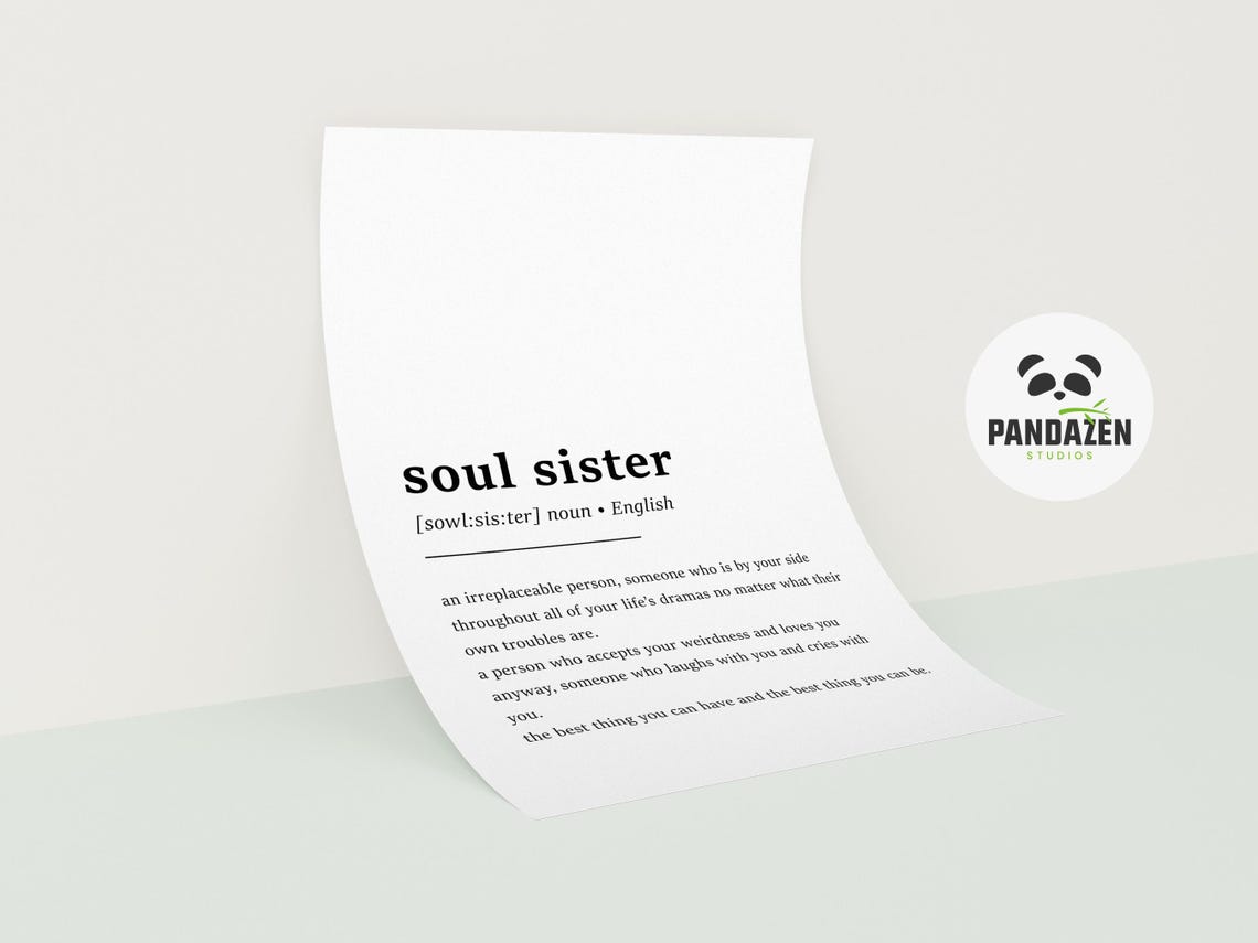 Soul Sister Definition Irreplaceable Person Friendship Art Poster - Image 2