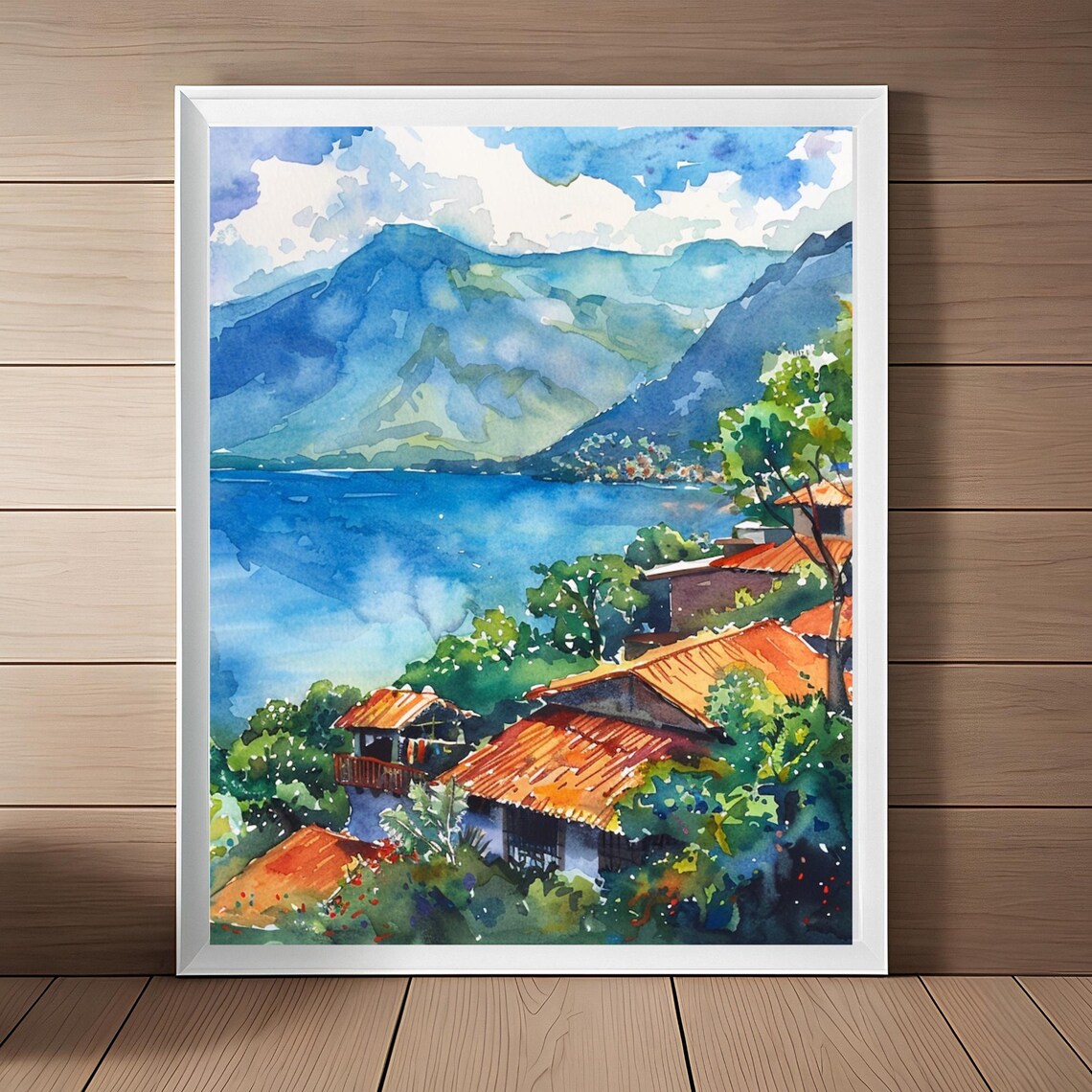 Lake Atitlan Guatemala Travel Poster, Scenic Landscape