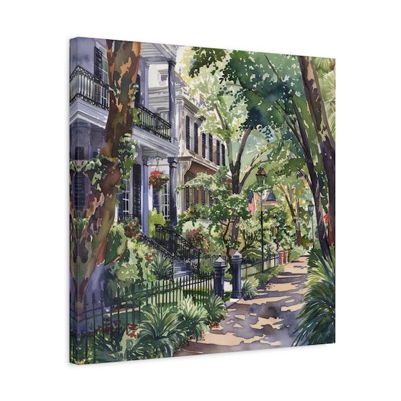 New Orleans Garden District Historic Homes Watercolor Poster
