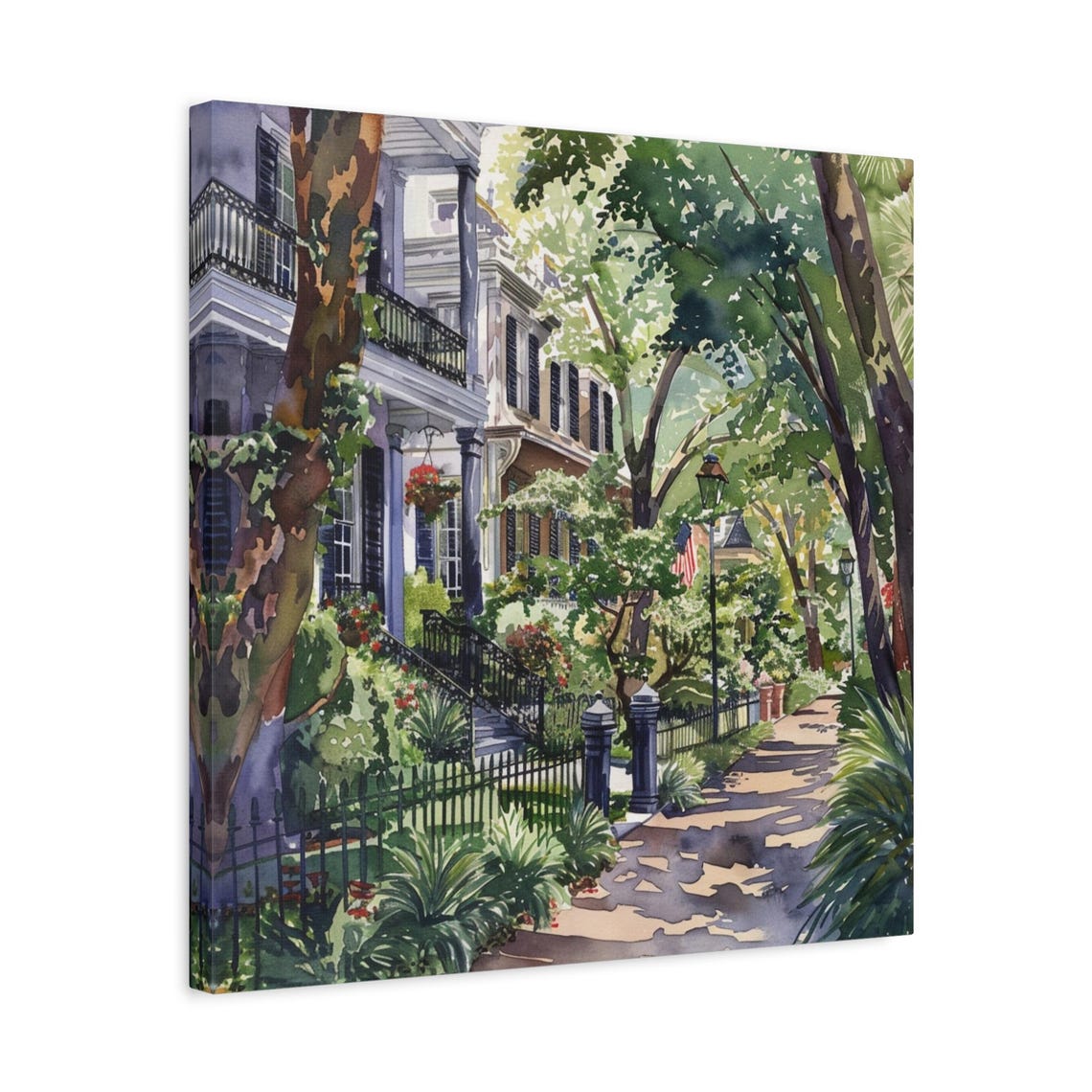 New Orleans Garden District Historic Homes Watercolor Poster