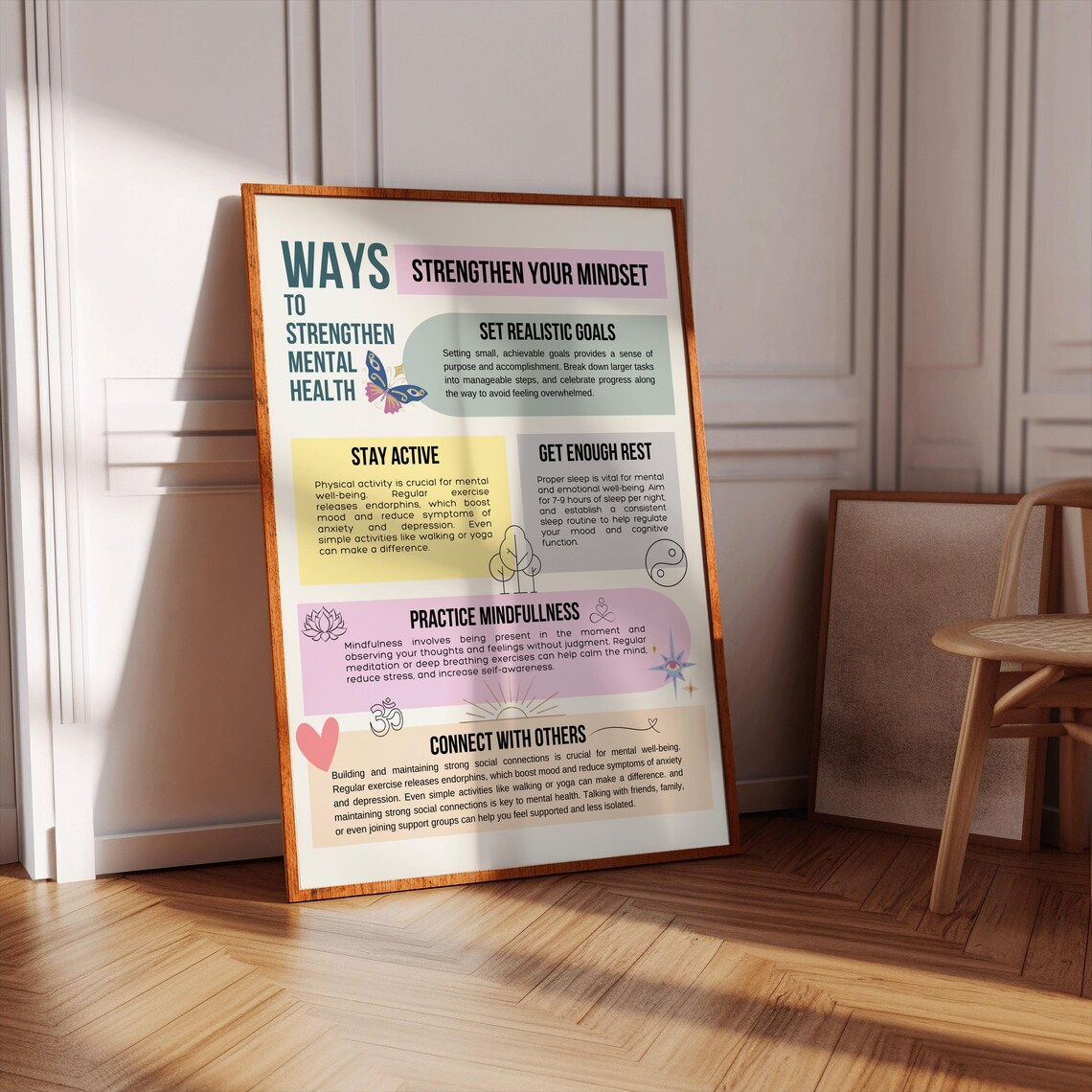 Ways To Strengthen Mental Health Infographic Mindset Wellness Poster - Image 2