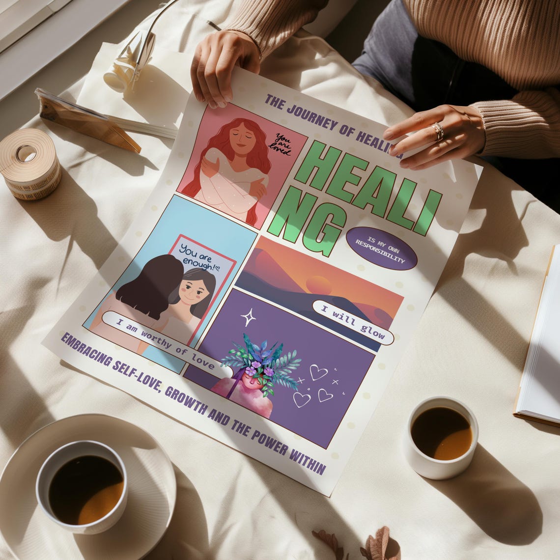 Healing Journey Self Love Poster Retro Comic Empowerment Affirmation - Image 2