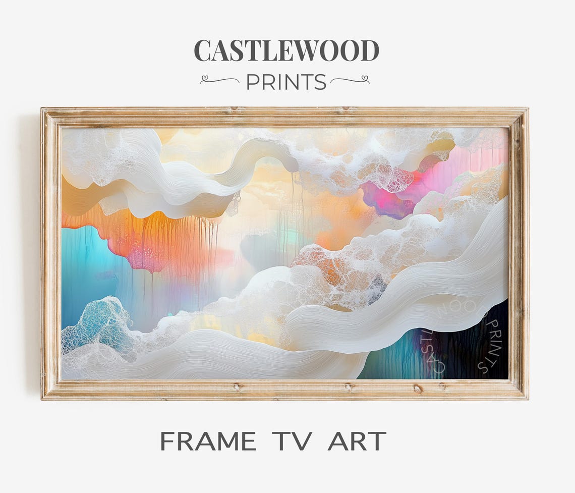 Abstract Cloudscape Frame Tv Art Dreamy Pastel Sky For Modern Wall Decor Ethereal Print 18