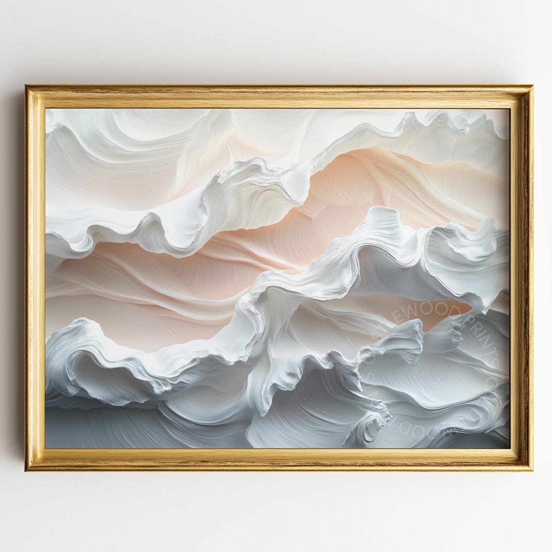 Modern Abstract Ocean Waves Print Contemporary Coastal Wall Art 3d Tidal Wave Design Minimalist Beach Decor 495