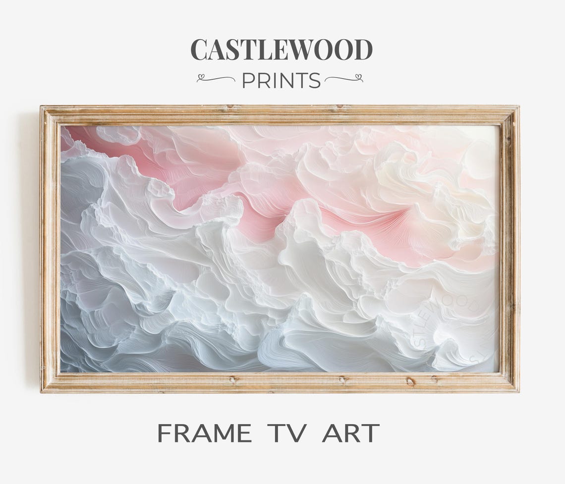 Elegant Abstract Pastel Frame Tv Art Pink And Gray Modern For Soft Neutral Wall Decor Samsung 22
