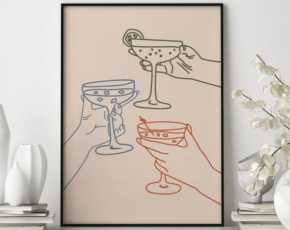 Cheers Print Cheers Sign Bar Cart Wall Decor Cheers Wall Art Bar Cart Poster Bar Cart Art Trendy Print Kitchen Print