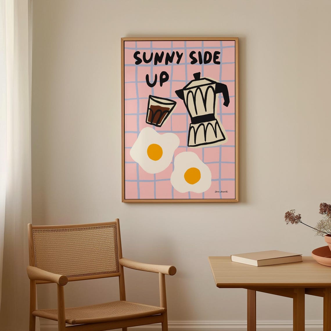 Sunny Side Up Fried Eggs Coffee Moka Pot Retro Breakfast Poster - Image 4