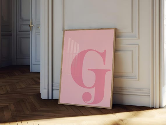 Letter G Poster Pink Alphabet Letter Print Initial Letter Wall Art Trendy Dorm Room Decor Girly Nursery Decor Teen Room Gallery Wall
