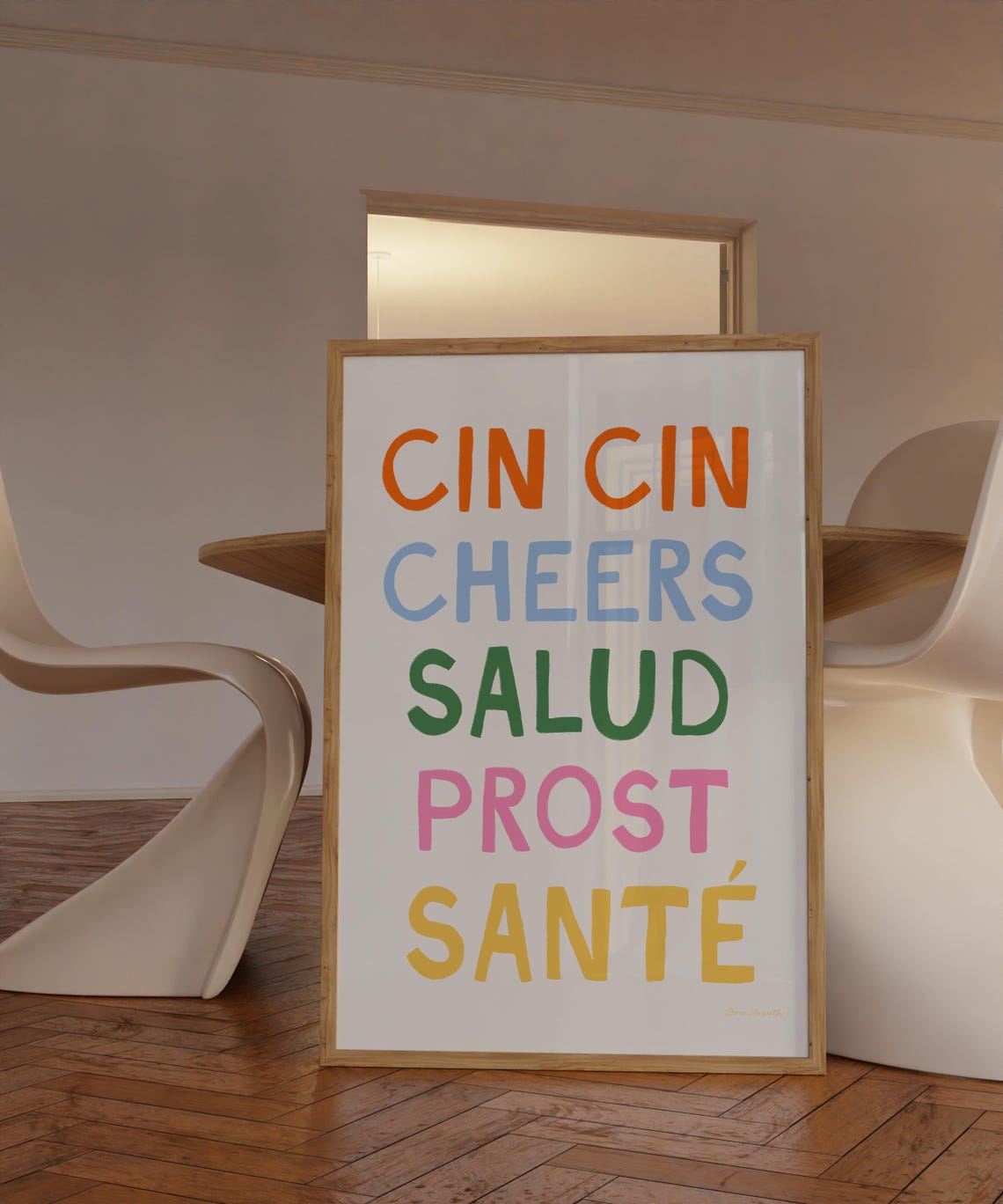 Cin Cin Cheers Salud Prost Sante Multicolor Kitchen Wall Art - Image 3