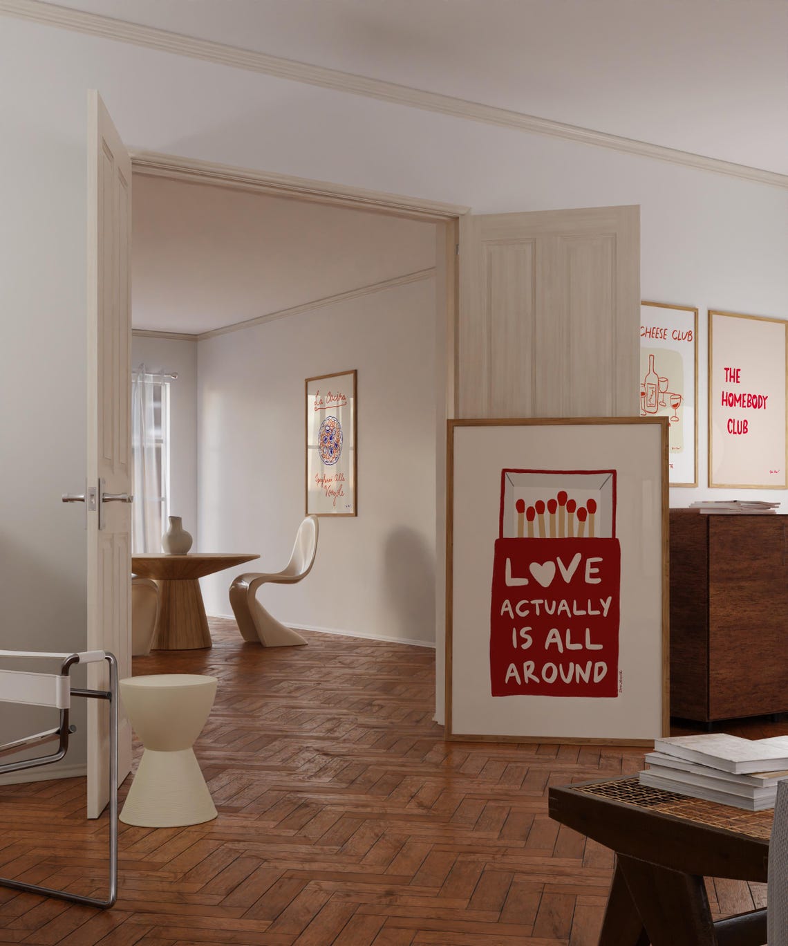 Love Actually Is All Around Red Matchbox Bold Heart Quote Poster - Image 2