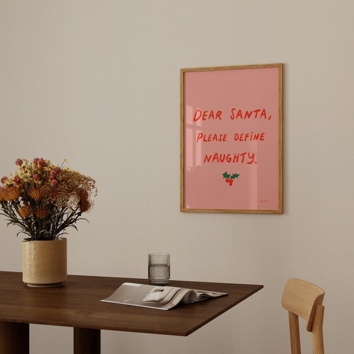 Dear Santa Please Define Naughty Pink Cheeky Christmas Poster - Image 4