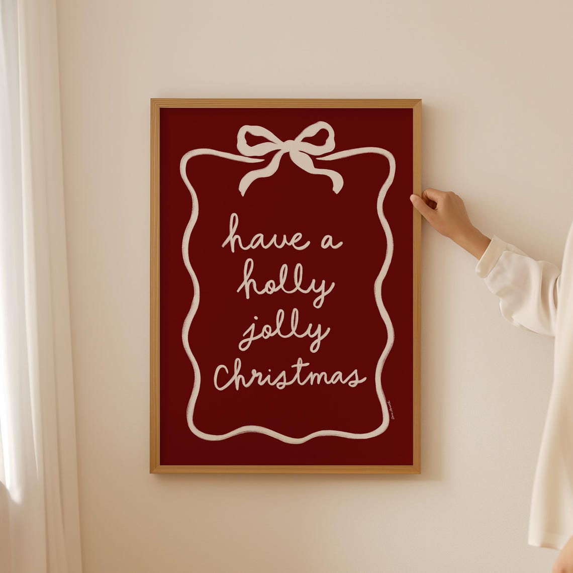 Have A Holly Jolly Christmas Red Ribbon Bow Holiday Quote Poster - Image 2