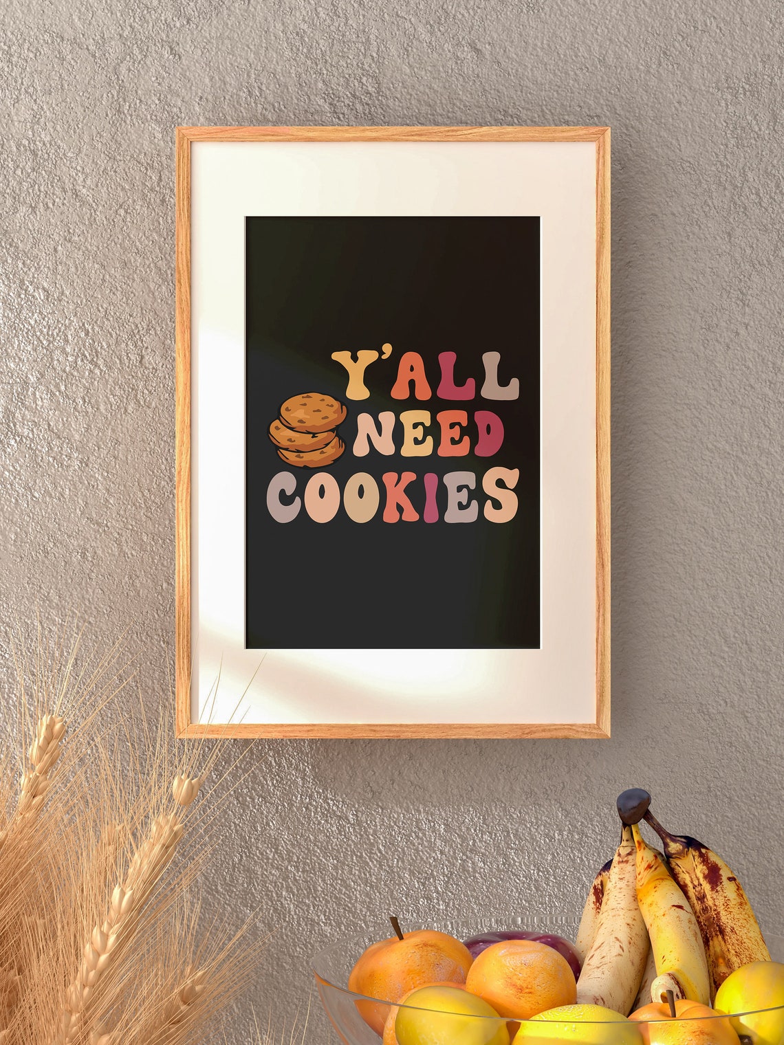Yall Need Cookies Retro Bubble Letters Black Funny Kitchen Poster - Image 2