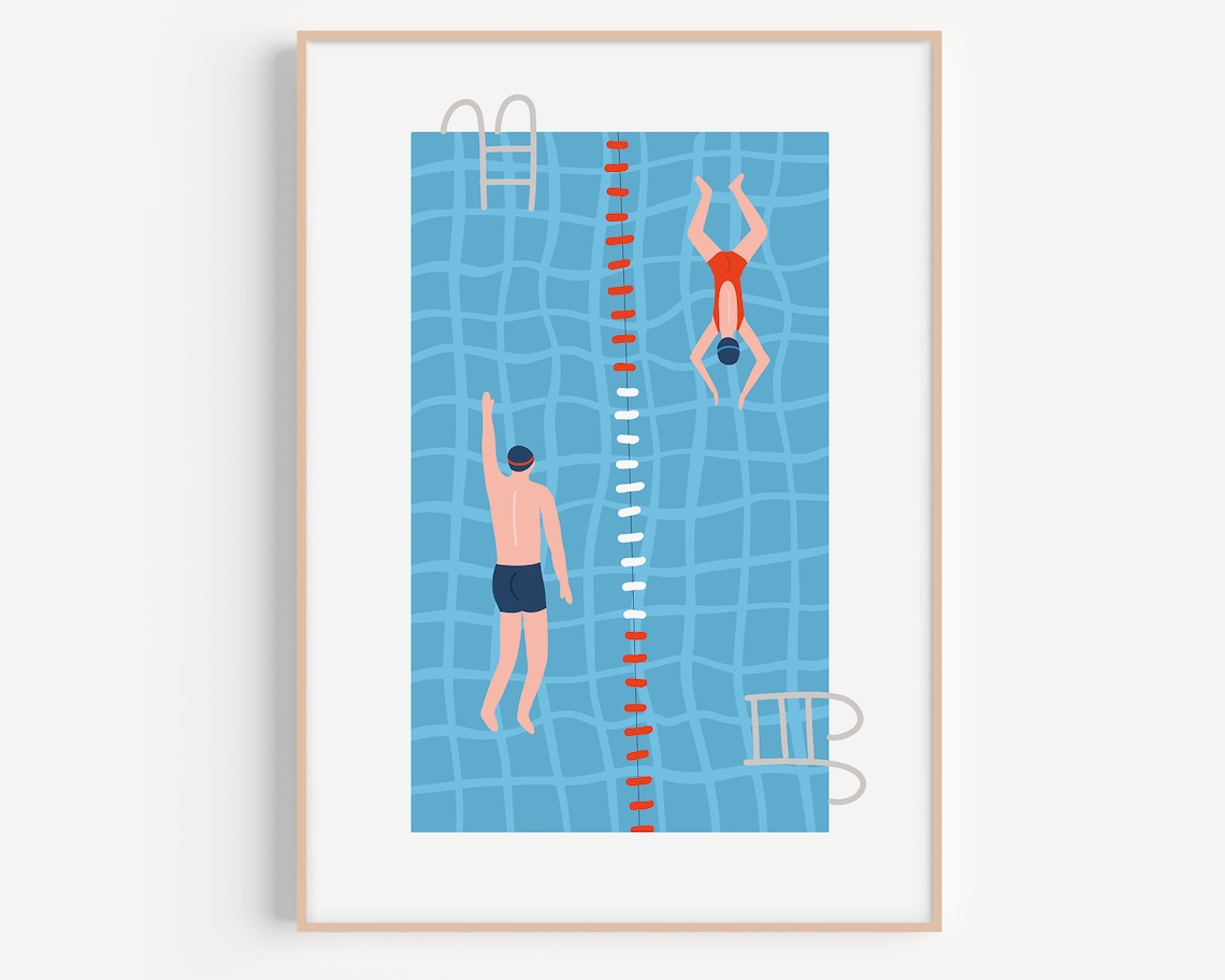 Retro Swimming Pool Print, Vintage Sport Poster