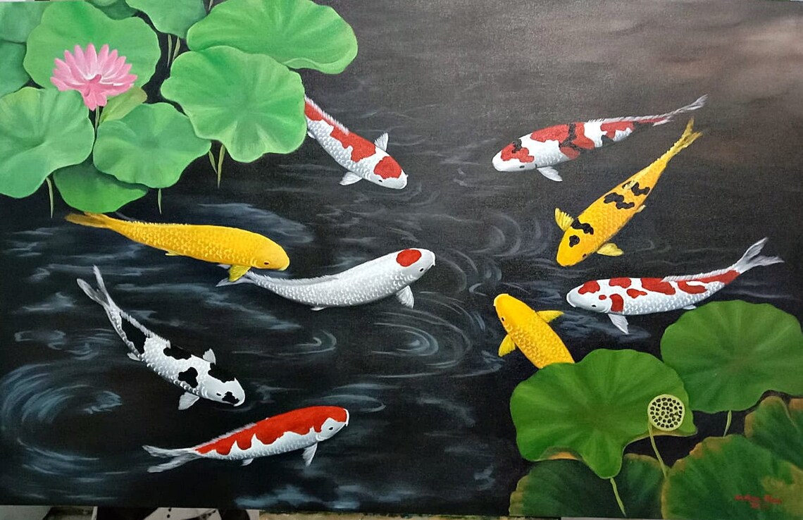 9 Koi Fish Painting With Charming Shape - Image 3