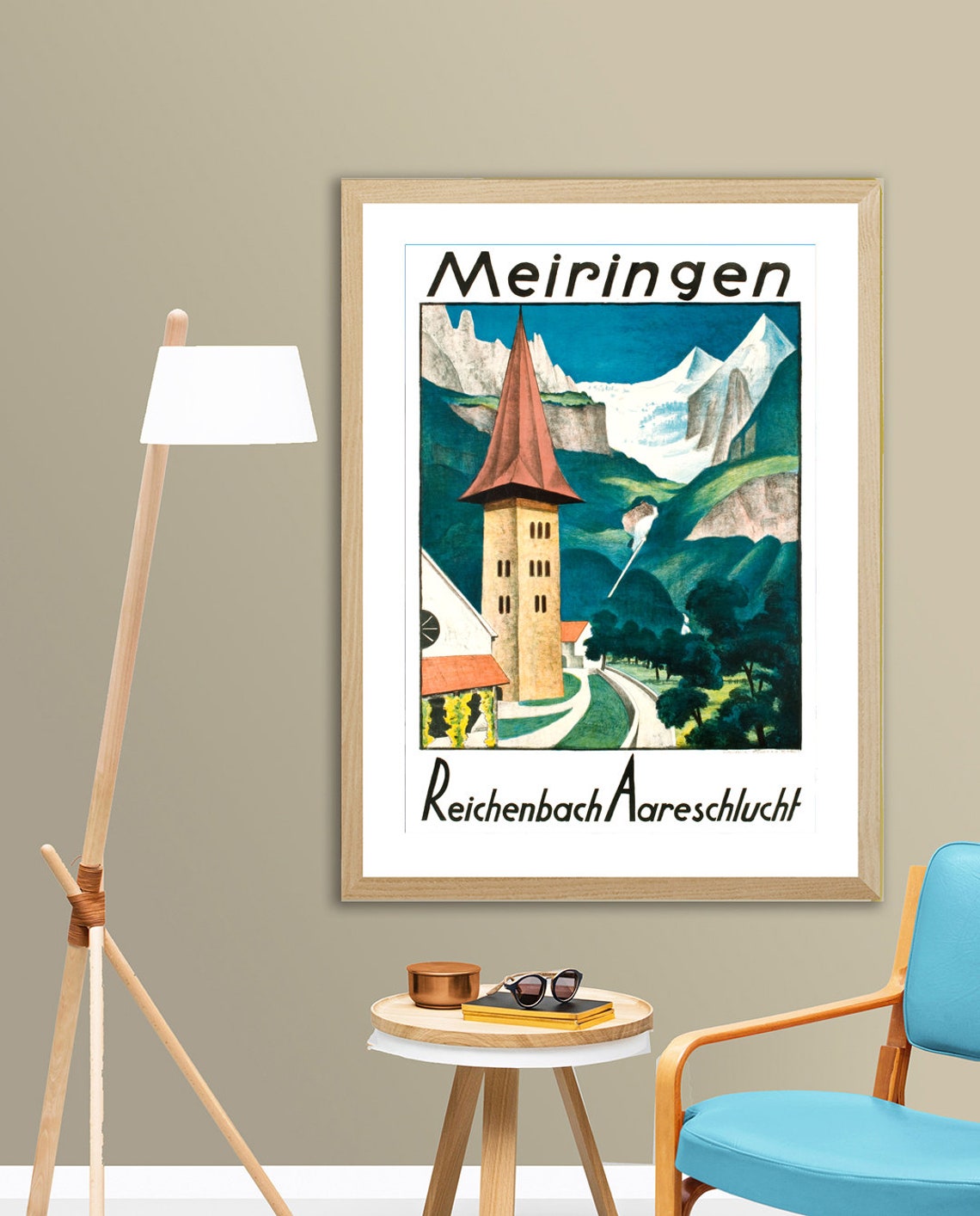 Meiringen Reichenbach Aareschlucht Swiss Alps Vintage Travel Poster - Image 2