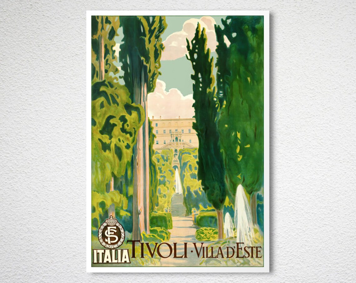 Tivoli Villa Deste Italy Vintage Travel Poster - Image 2