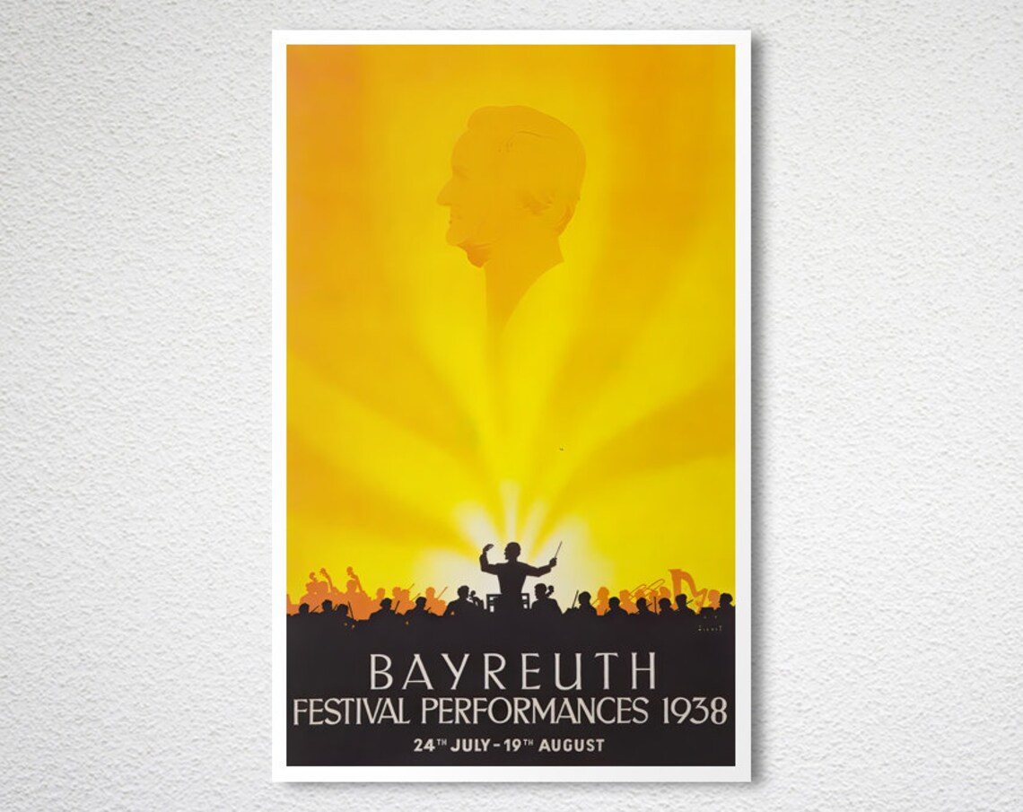 Bayreuth 1938 Festival Performances Wagner Silhouette Poster - Image 2