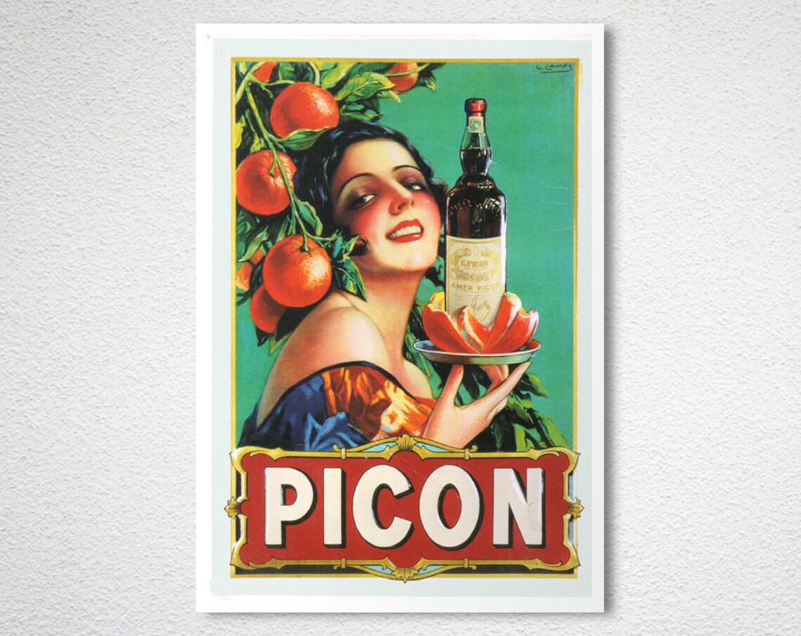 Picon French Aperitif Bottle Orange Vintage Advertising Poster - Image 2