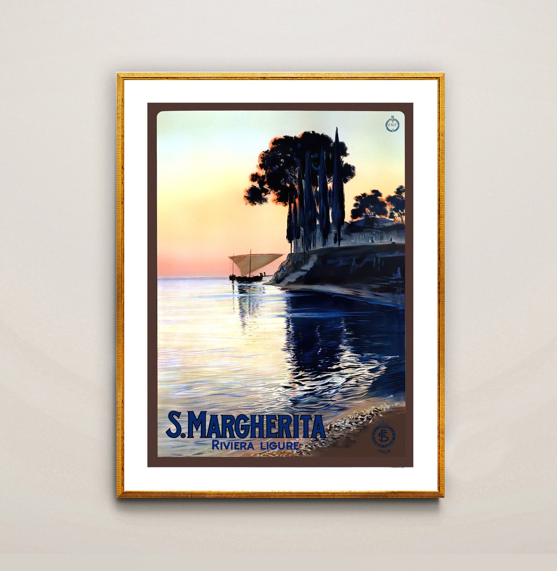 Santa Margherita Ligure Italy Vintage Travel Poster Santa Margherita Ligure Poster Travel Italy Wall Art Gift Idea