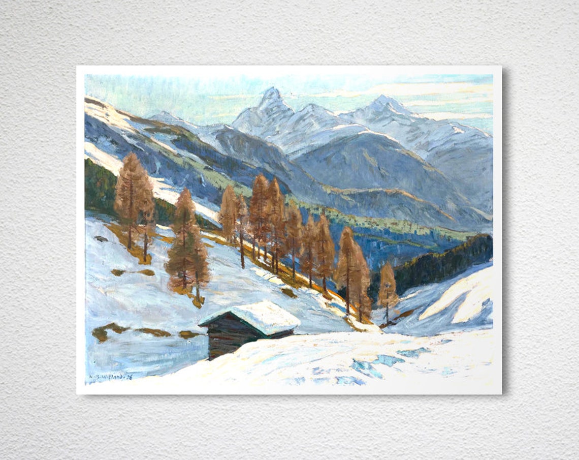 Hans Beat Wieland Wiesen Davos Winter Snow Alps Landscape Poster - Image 2