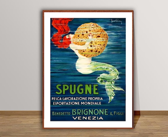 Spugne Benedetto Brignone Figli Venezia Vintage Travel Poster