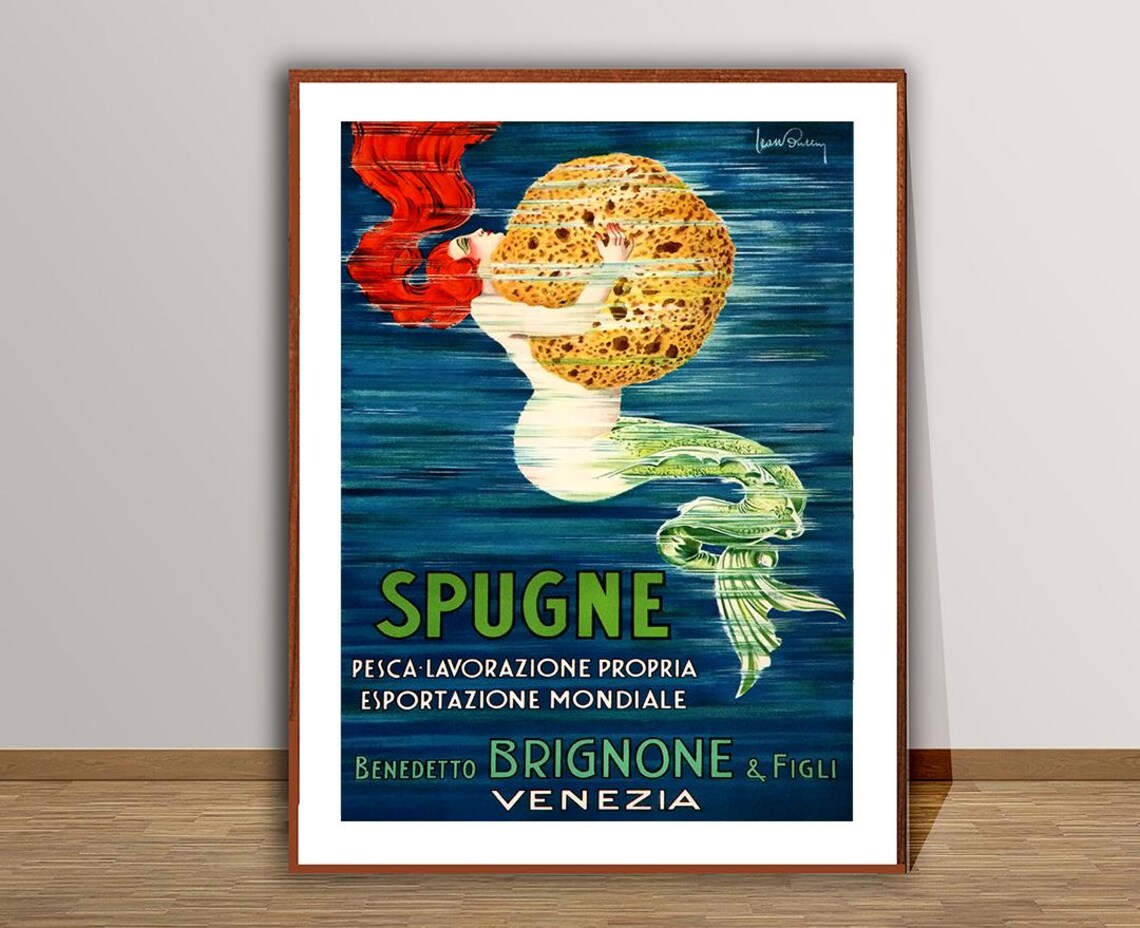 Spugne Benedetto Brignone Figli Venezia Vintage Travel Poster