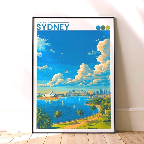 Sydney Harbour Travel Poster, Australia Opera House