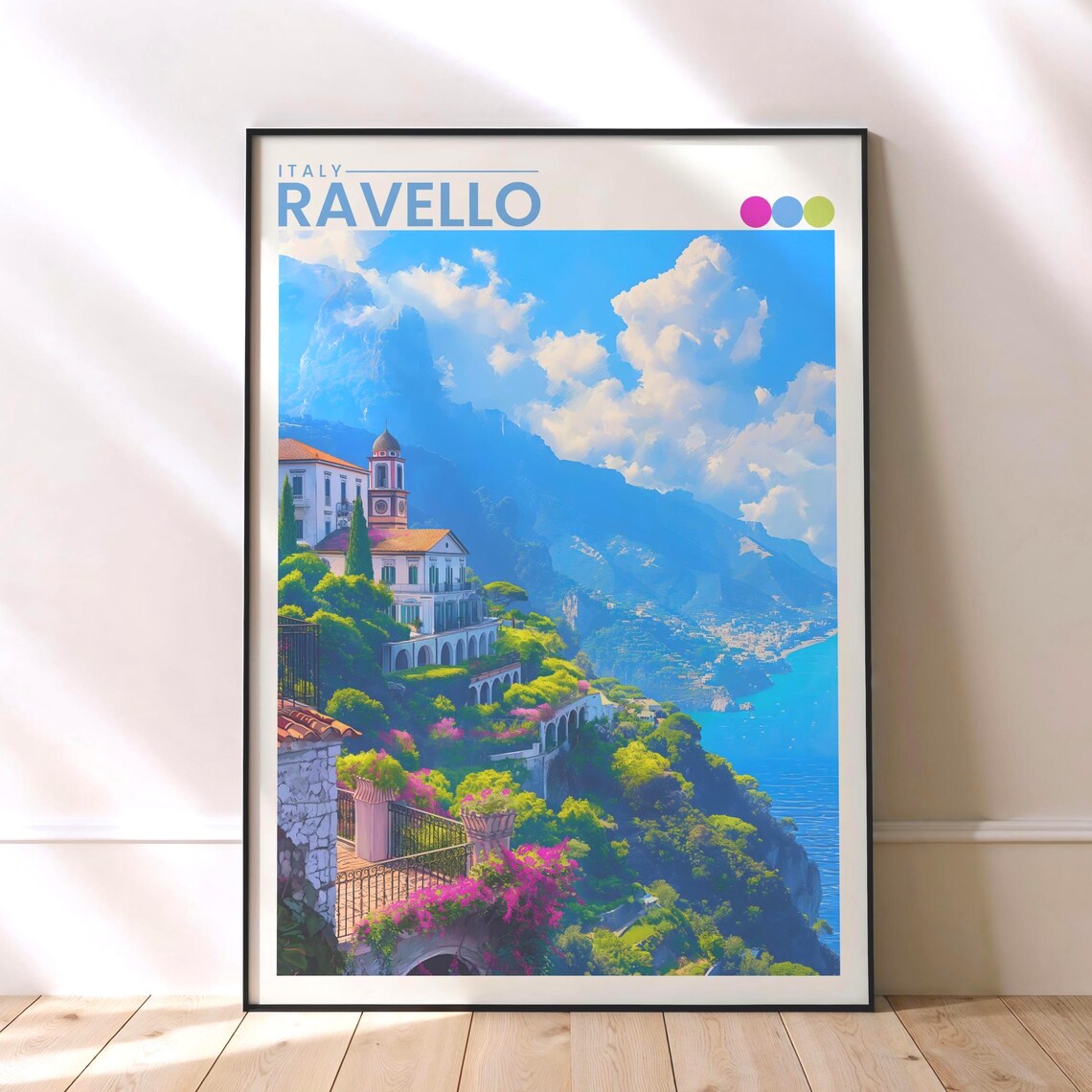 Ravello Travel Poster Amalfi Coast Italy Wall Art Mediterranean Print