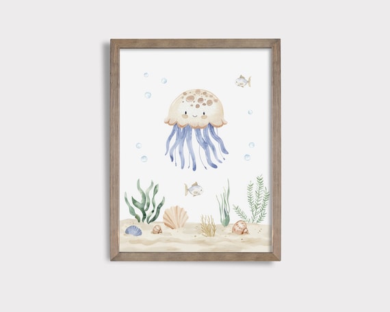 Jellyfish Nursery Print Under The Sea Print Sea Creature Print Cute Ocean Animal Print Sea Life Nursery Wall Art Under The Sea Art