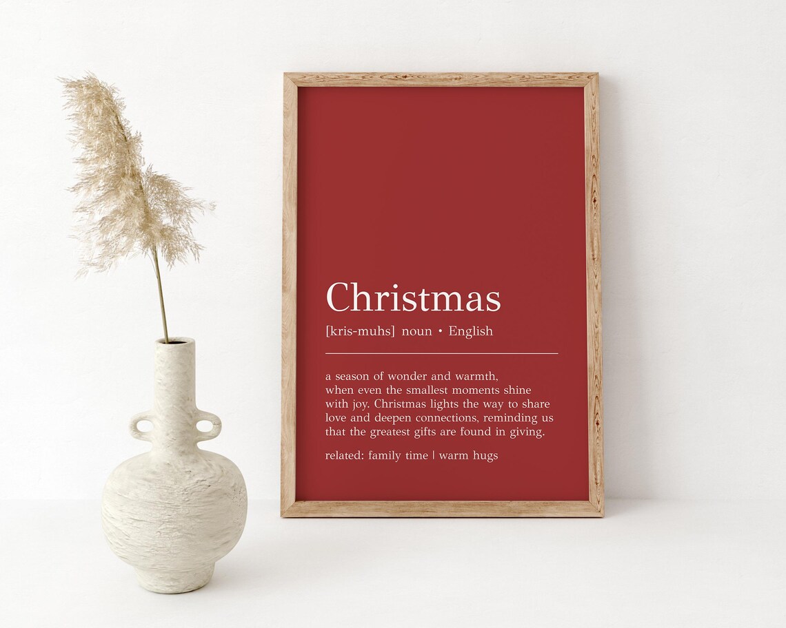 Christmas Definition on Red Background Typography Holiday Wall Art - Image 2