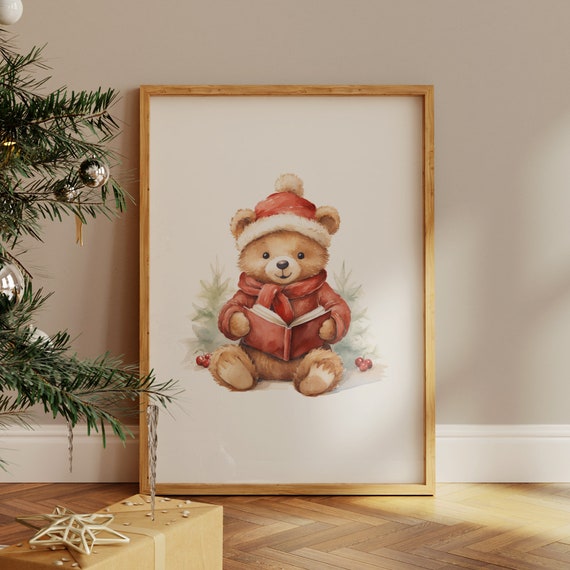 Christmas Nursery Decor Teddy Bear Print Christmas Nursery Print Teddy Bear Christmas Decor Christmas Nursery Wall Decor